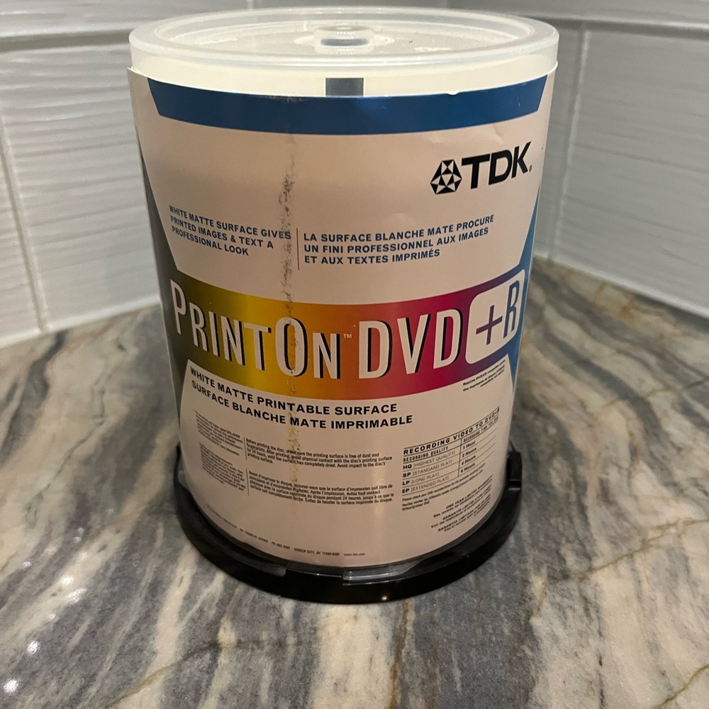 TDK 8X DVD-R Print On Single Sided Spindle Recordable DVD 93 ct